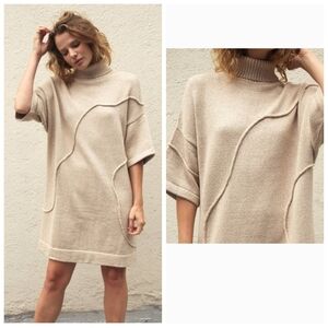 Kordal New York Marlow Alpaca Blend Sweater Dress In Sand Size XS